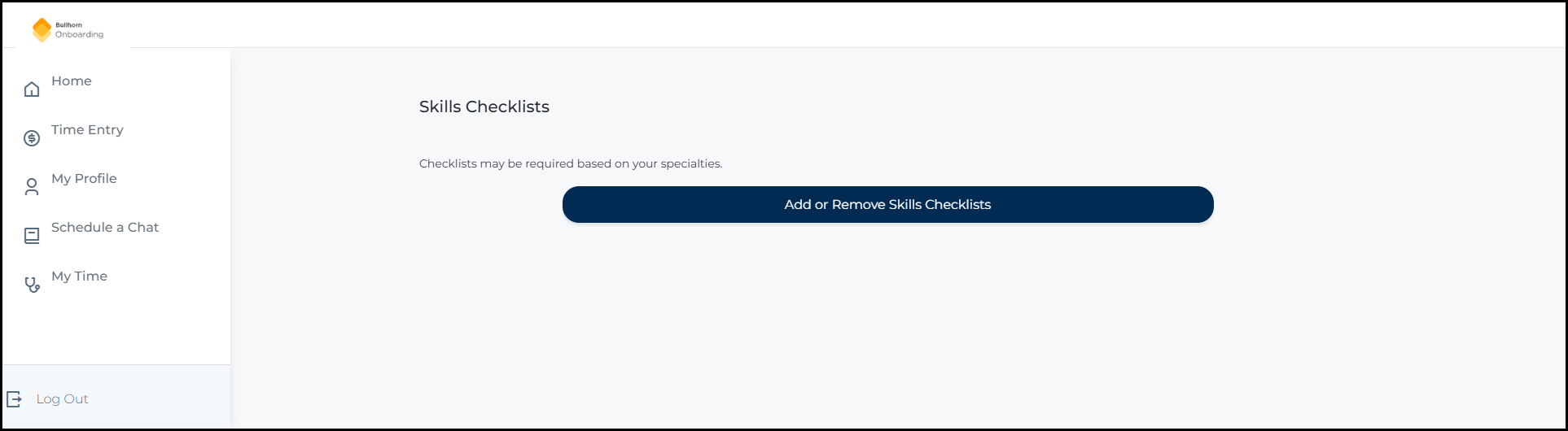 The old Skills Checklists page showing checklists in an accordion-style layout with expanded and collapsed sections.